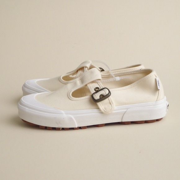NEW Vans Style 93 Mary Jane Sneakers Shoes Buckle Cream White Canvas Womens 7.5 - Picture 3 of 7